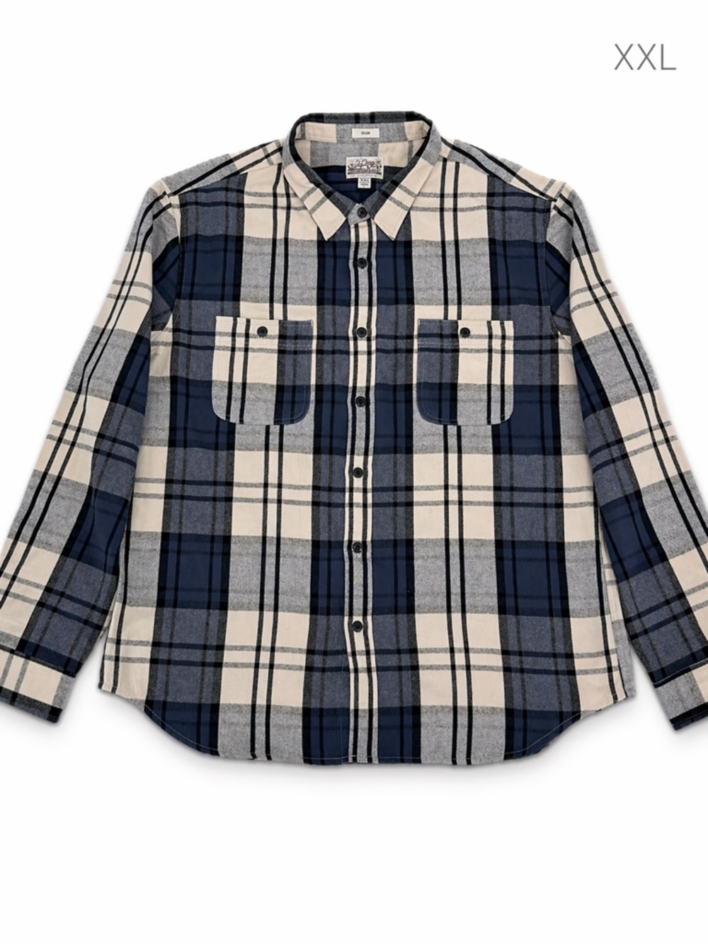 J.Crew Blue Plaid Flannel Double Brushed Slim XXL